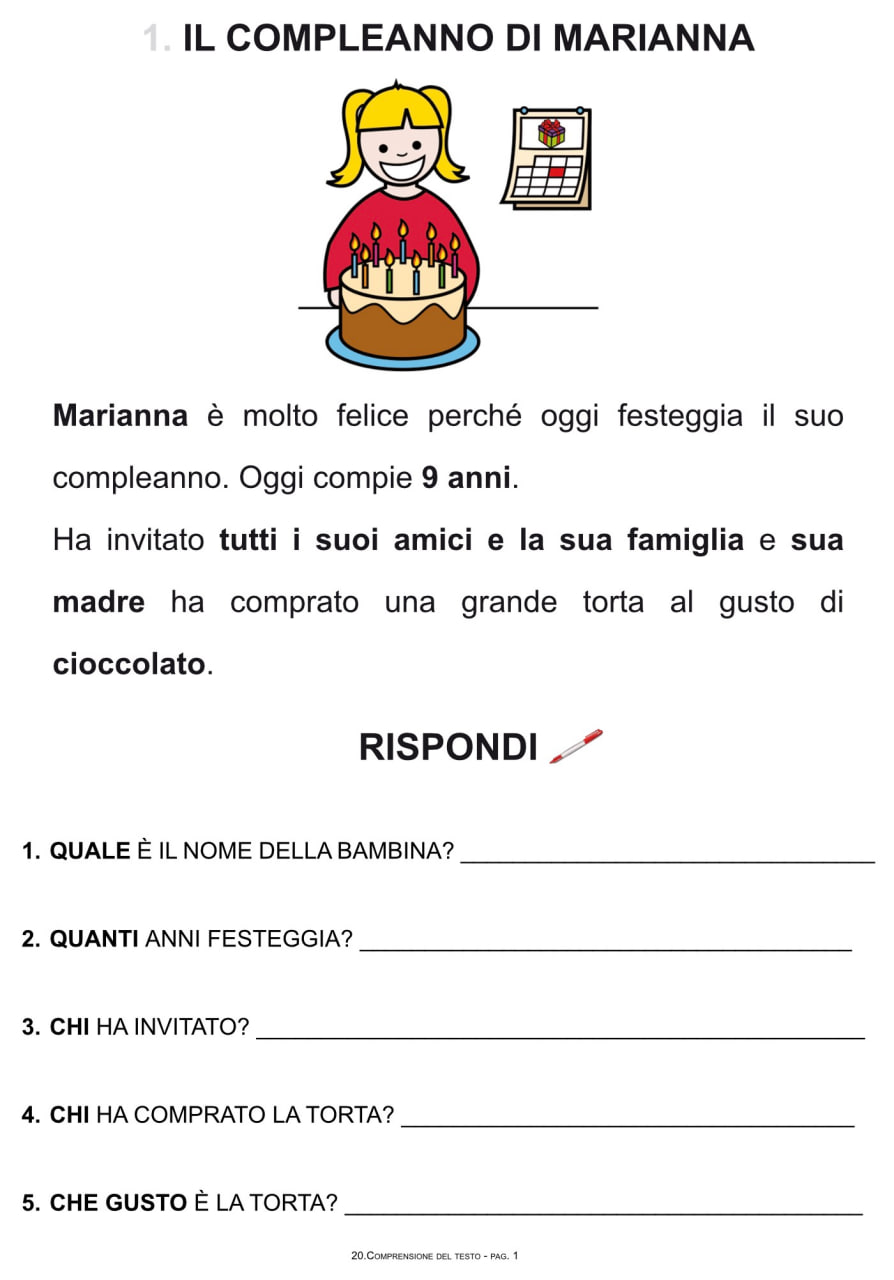 Comprensione di testi brevi