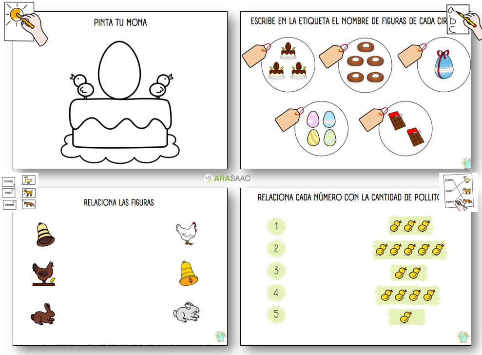 Fichas ejercicios: Actividades Pascua.