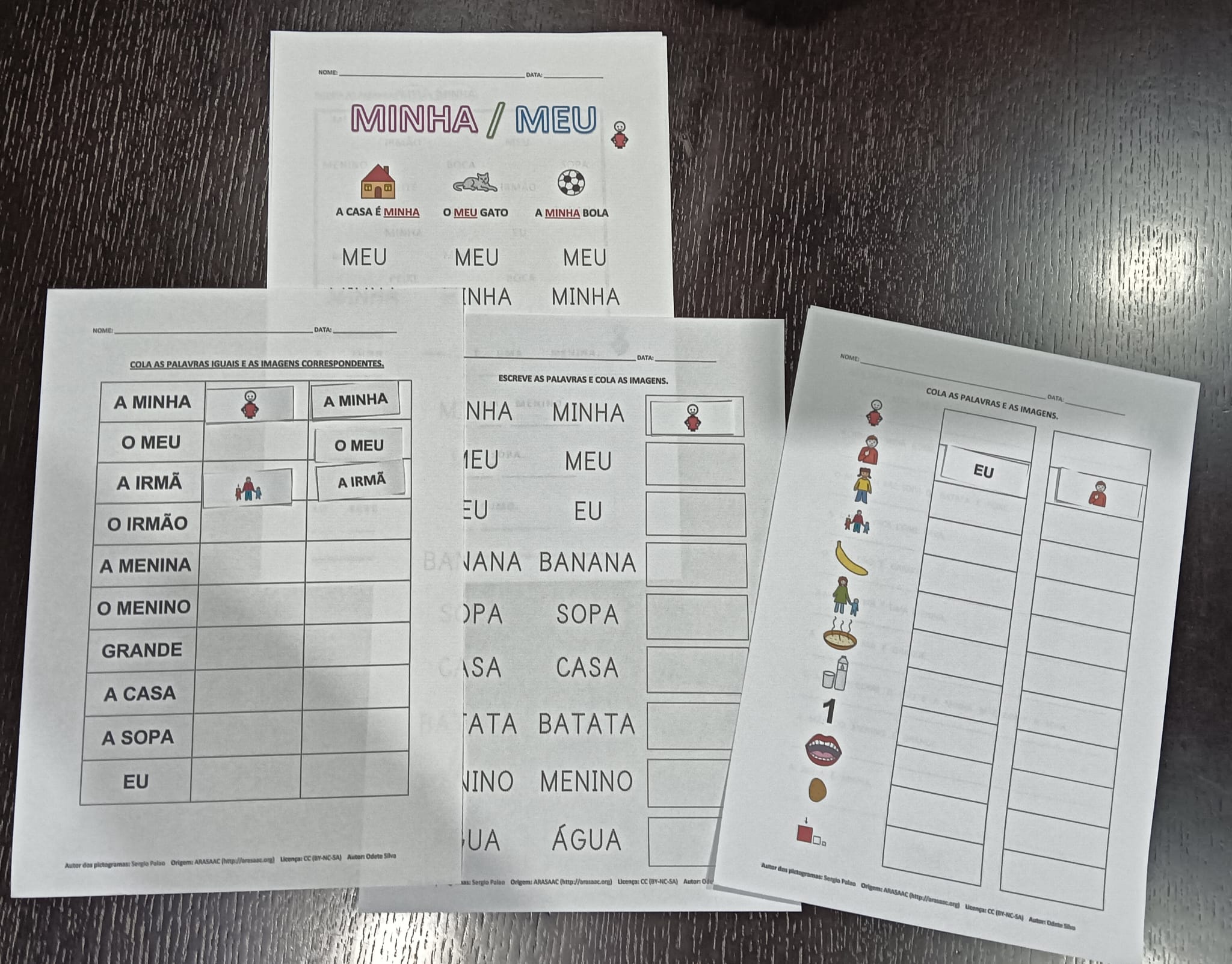 Palavras Meu e Minha