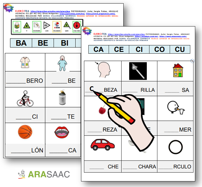 Fichas sílabas y caligrafía.