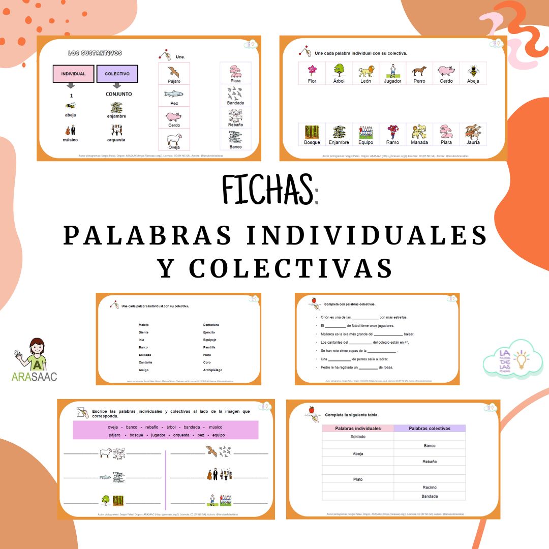 Fichas: palabras individuales y colectivas