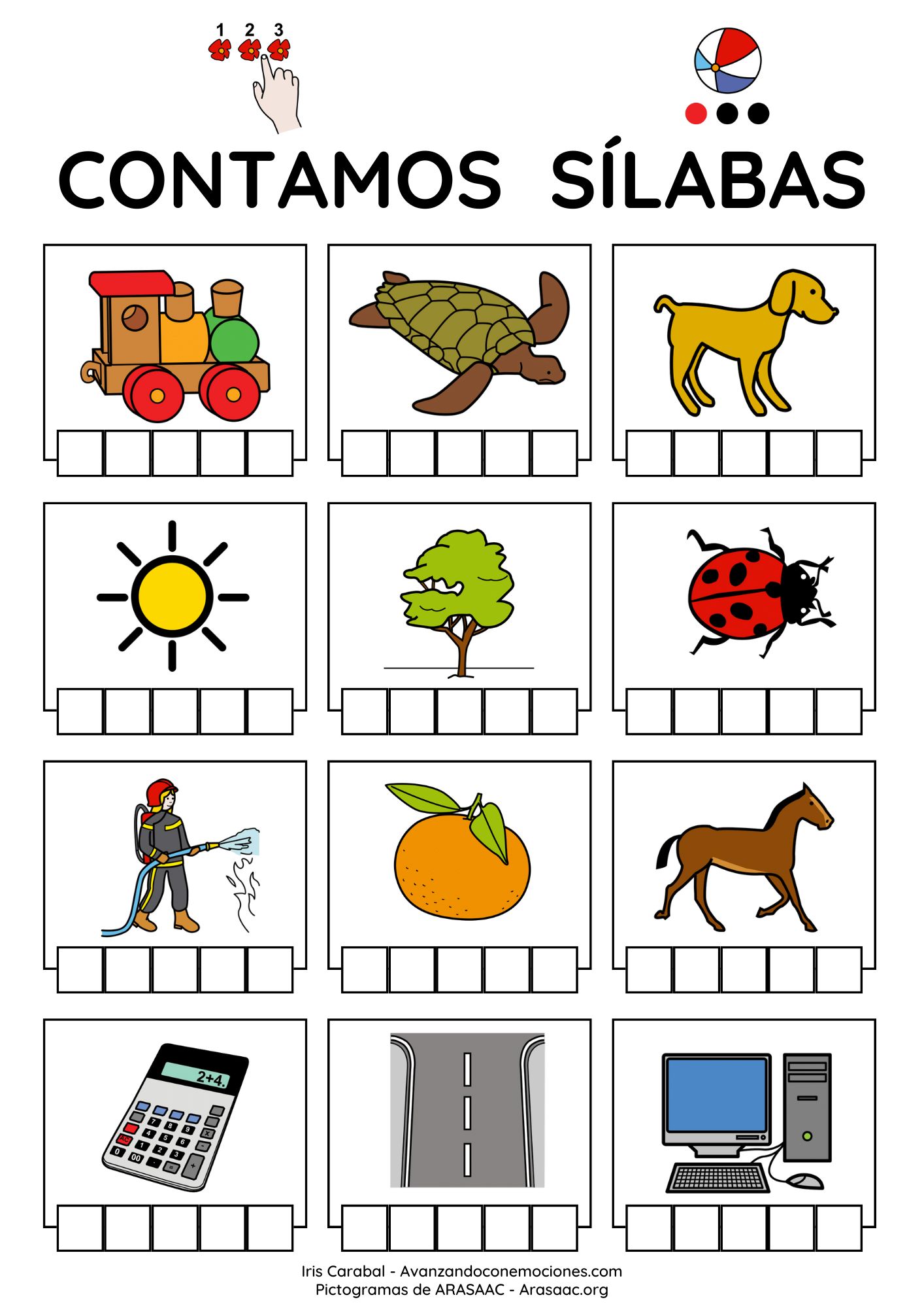 Ficha contar sílabas - Pictofacile