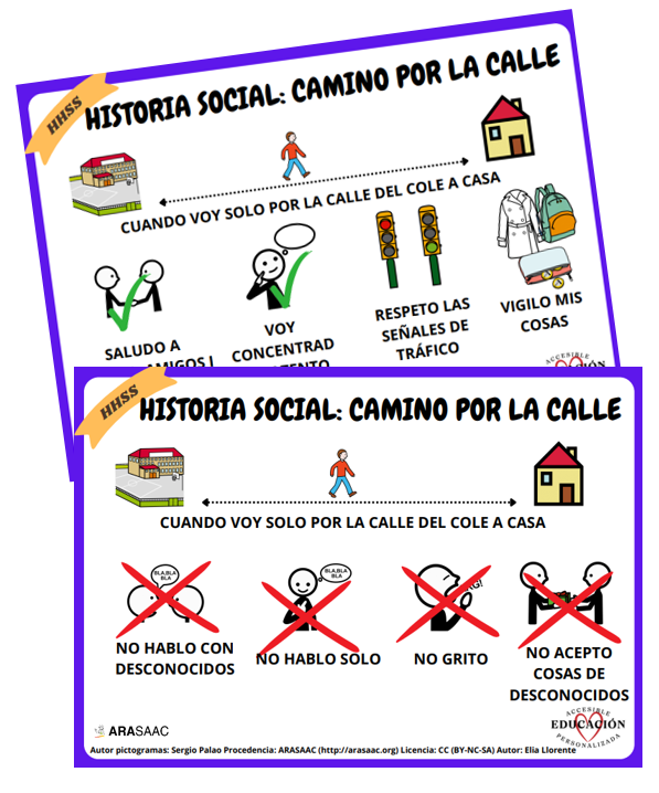 Historia social- Camino por la calle. 