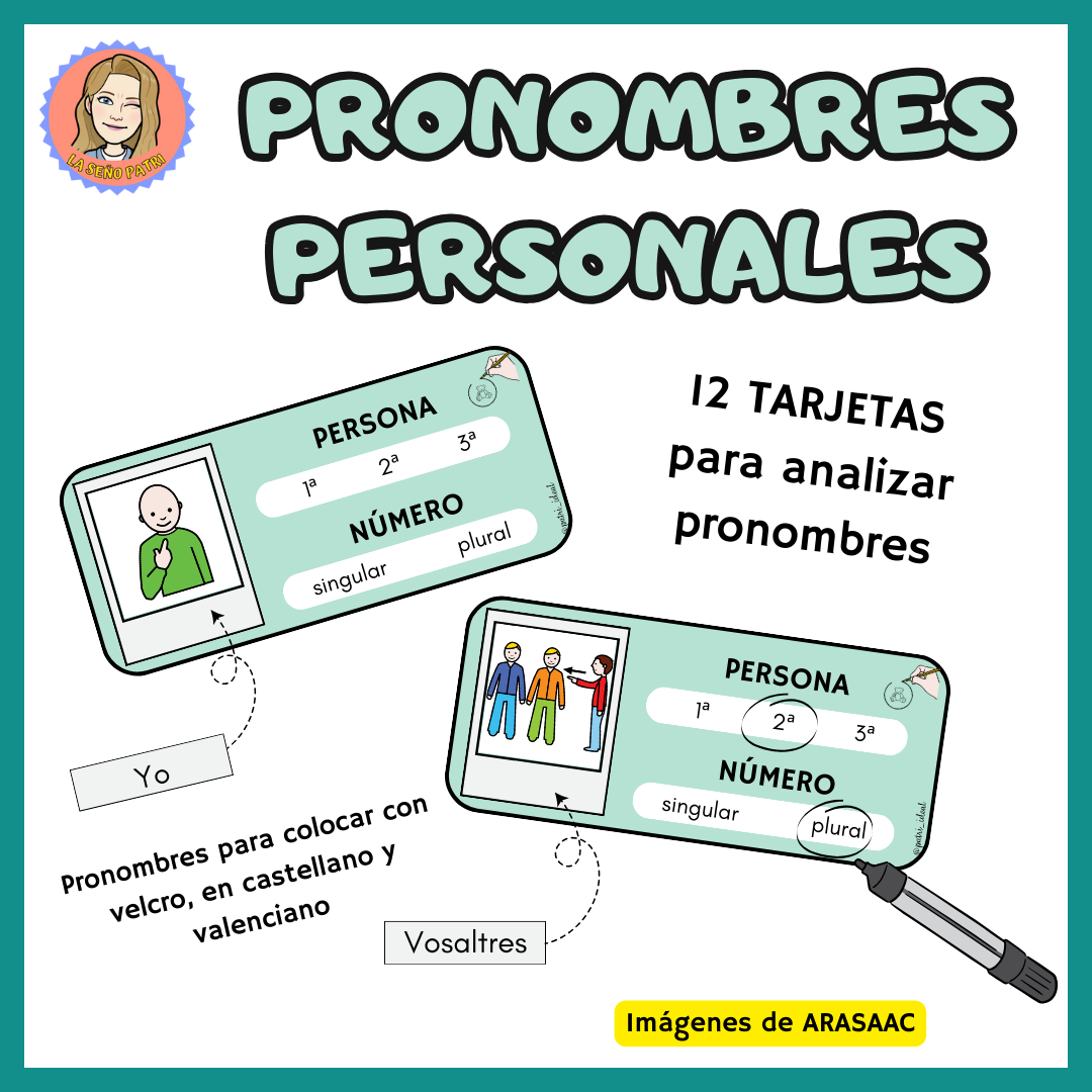 Tarjetas para analizar pronombres personales.