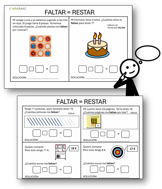 Problemas de resta: ¿Cuántos faltan? 