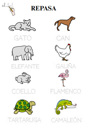 FICHAS DE EXERCICIOS: VOCABULARIO ANIMAIS