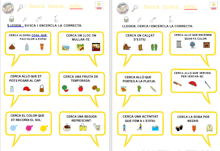 Juego: Busca, busca... verano. 
