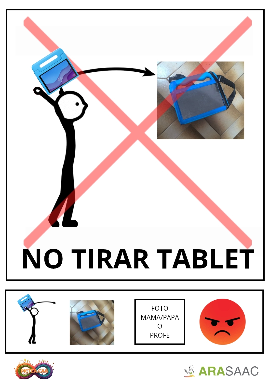 Norma: No tirar la tablet. 