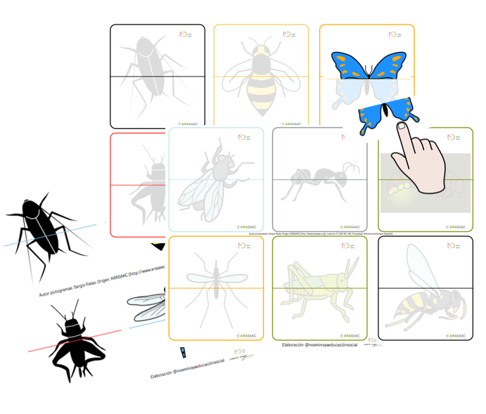 Puzzle de dos piezas con temática de insectos 
