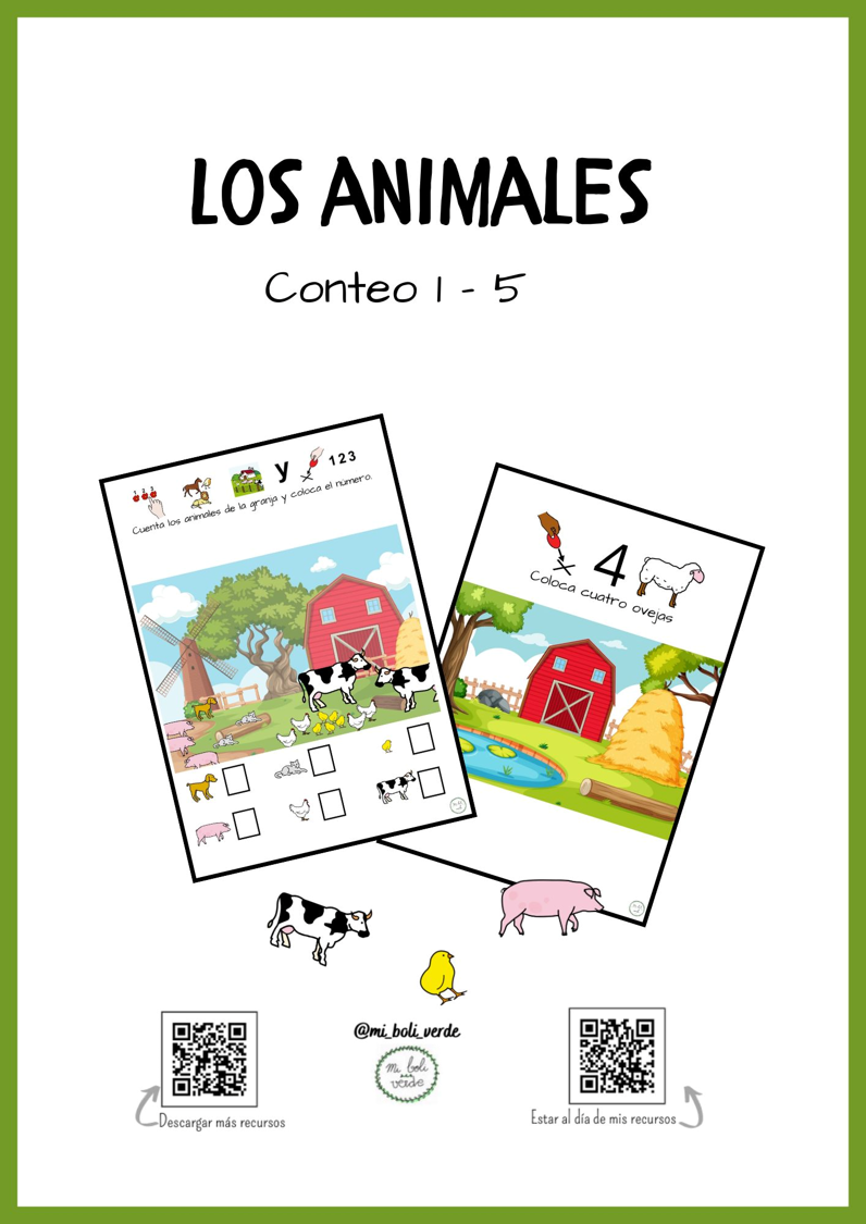 Los animales. Conteo 1-5