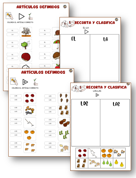 Material TEACCH: Artículos definidos