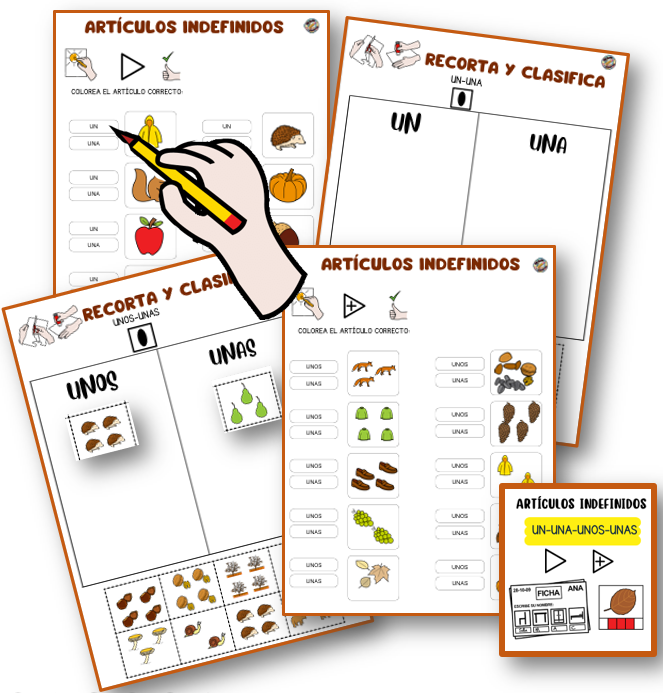 Fichas ejercicios: Artículos indefinidos. 