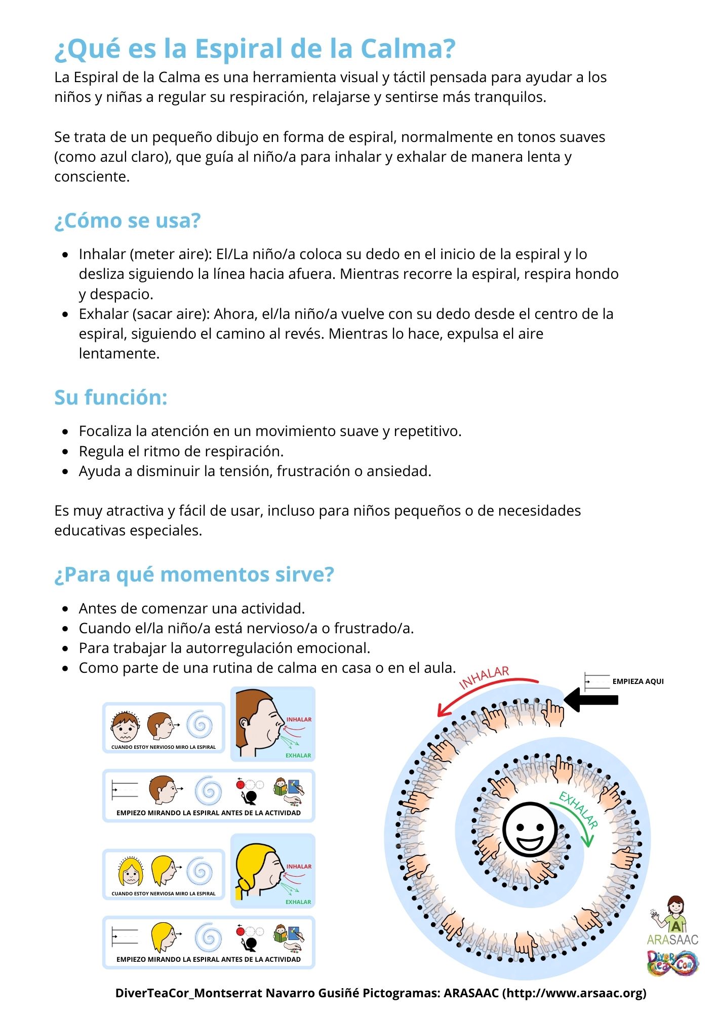 Apoyo visual: Espiral de la calma.