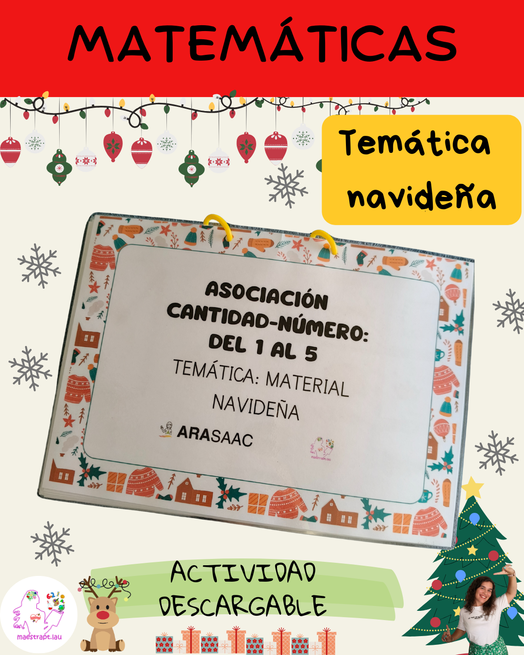 Material para trabajar la asociación cantidad número 1-5 (navidad)