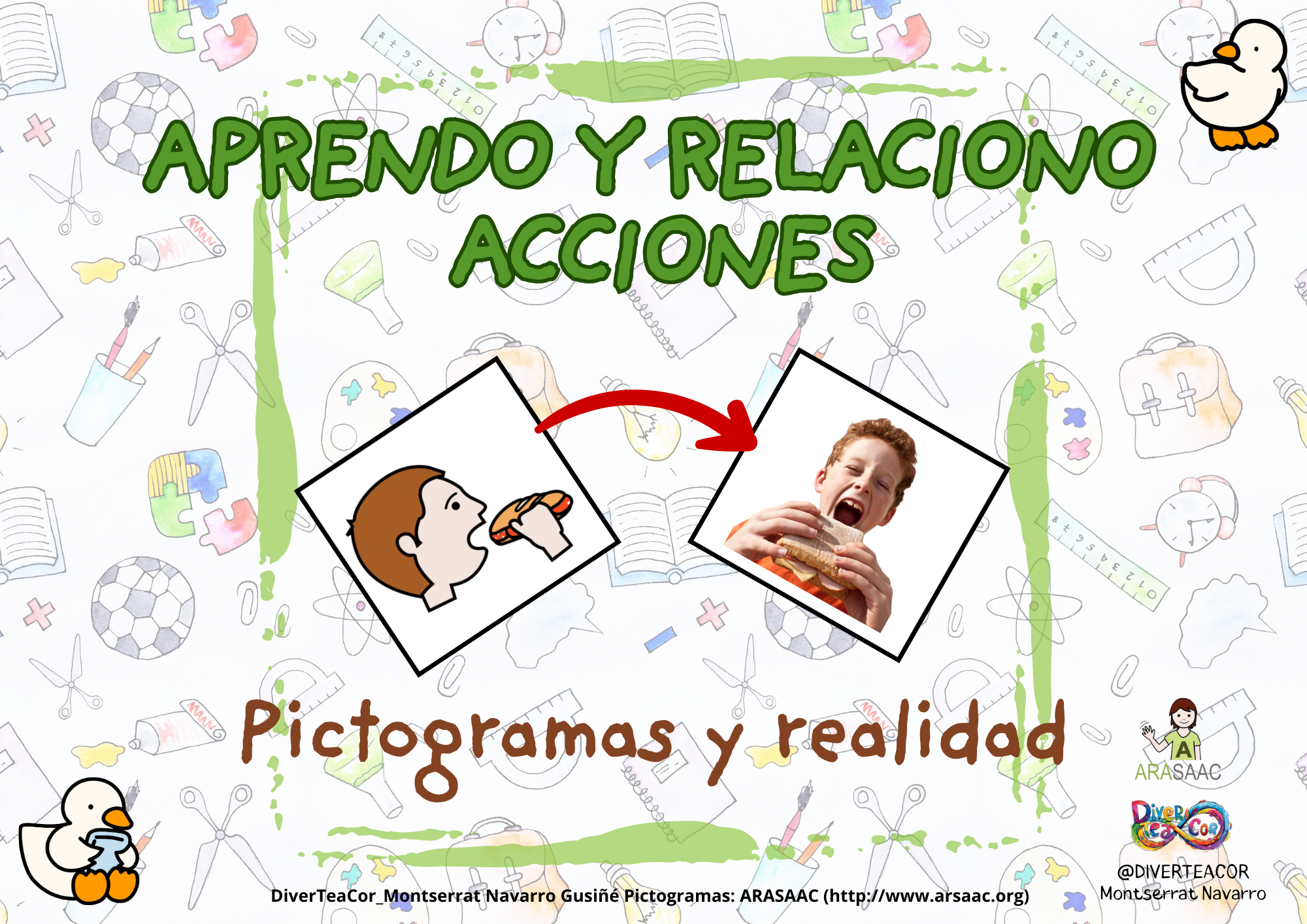 Material TEACCH: Aprendo y relaciono acciones: Pictograma/imagen real