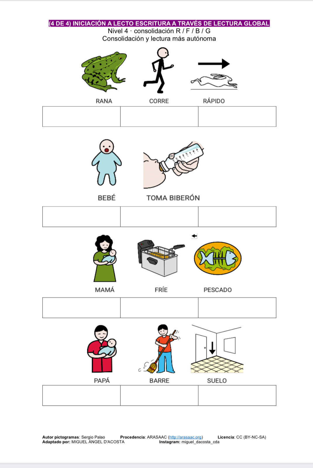 Iniciación a la lectoescritura a través de lectura global (Nivel 3-4)