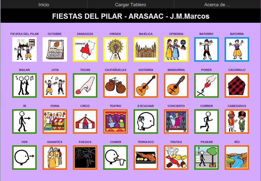 Tablero de comunicación para AraBoard: Fiestas del Pilar.