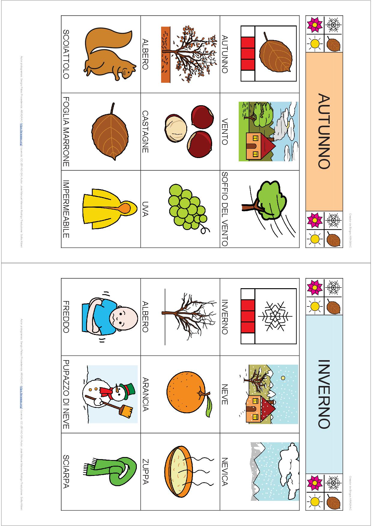 Bingo delle stagioni dell'anno
