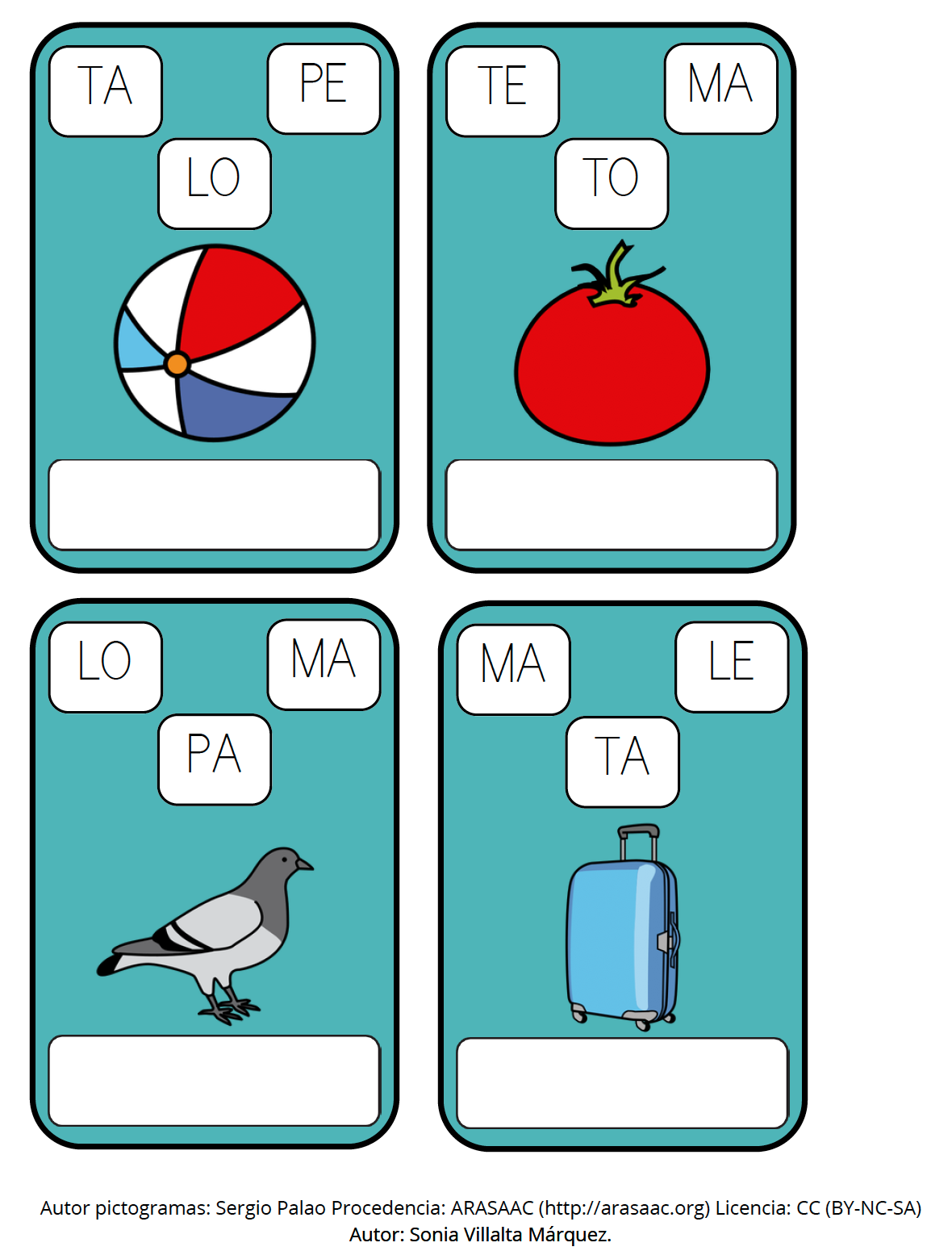 Tarjetas alfabetización.