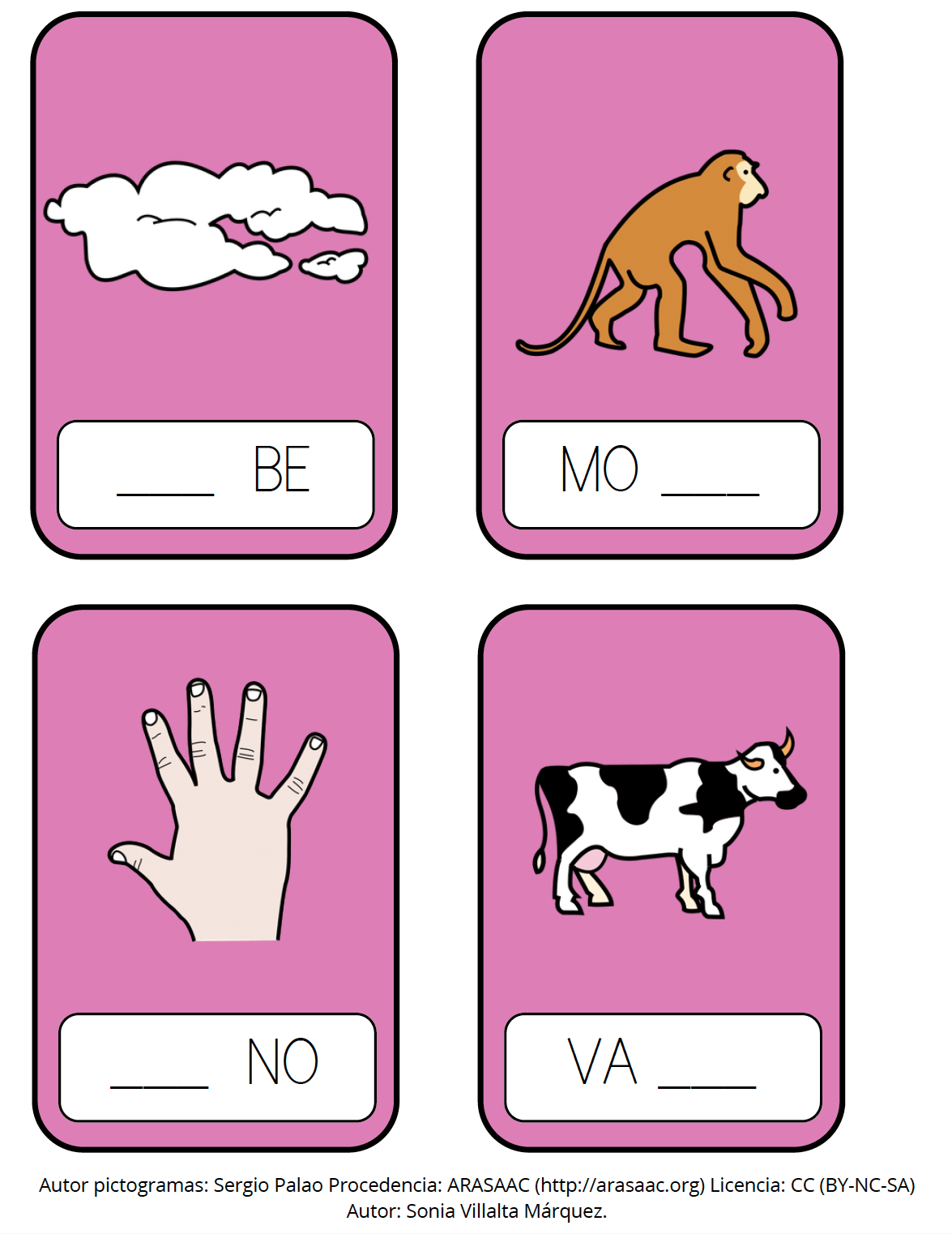 Tarjetas alfabetización.