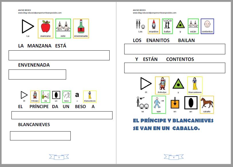 Cuadernillos de actividades sobre el cuento de Blancanieves.