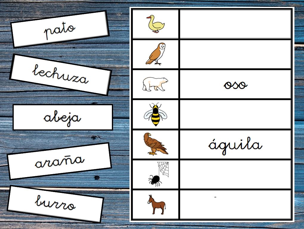 Lectoescriptura - Juguem amb el nom dels animals