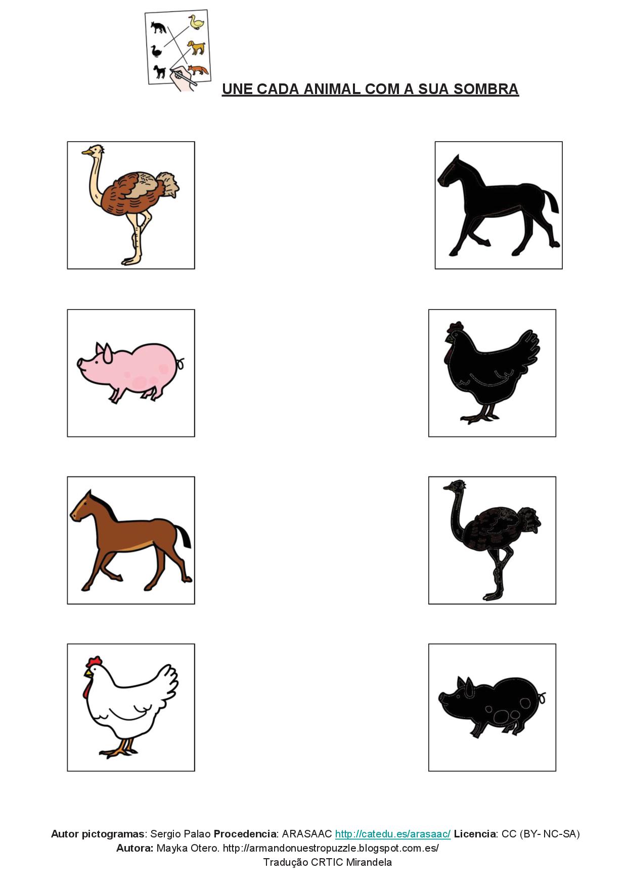 Discriminação visual animais-sombras -nomes