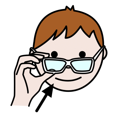 Pictograma: ME PONGO LAS GAFAS ANTES DE MIRAR.
