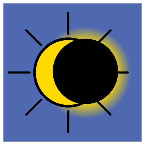 Pictograma: DENTRO DE POCO HAY UN ECLIPSE SOLAR.